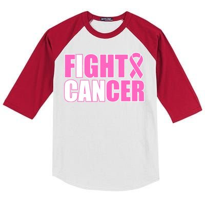 I Can Fight Cancer Breast Cancer Awareness Kids Colorblock Raglan Jersey