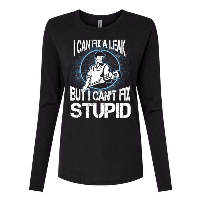 I Can Fix A Leak But Can't Fix Stupid Womens Cotton Relaxed Long Sleeve T-Shirt