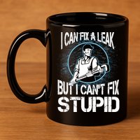 I Can Fix A Leak But Can't Fix Stupid 11oz C Handle Ceramic Mug