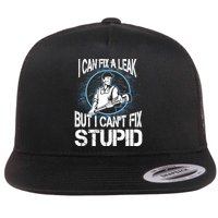 I Can Fix A Leak But Can't Fix Stupid Flat Bill Trucker Hat