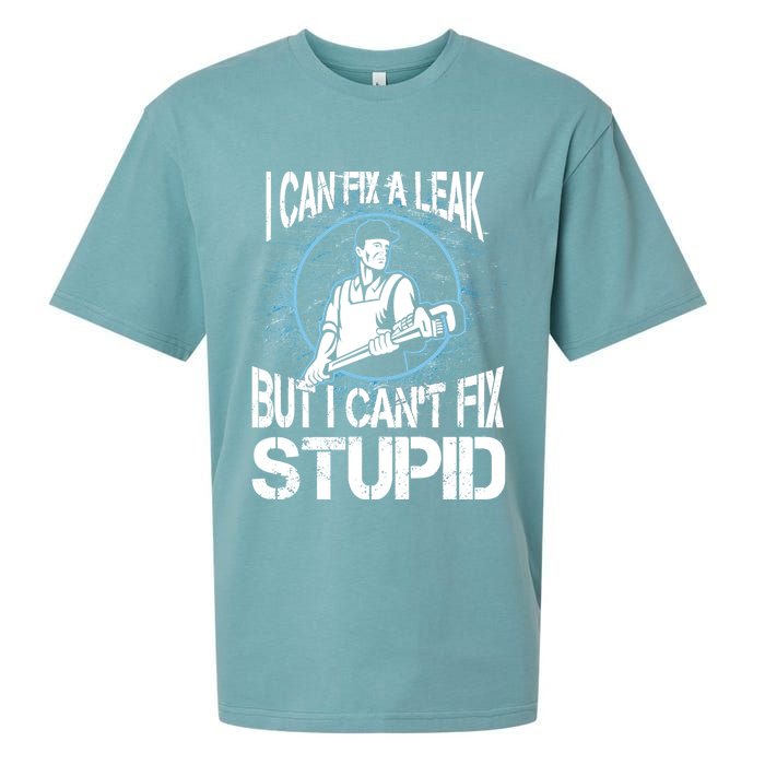 I Can Fix A Leak But Can't Fix Stupid Sueded Cloud Jersey T-Shirt