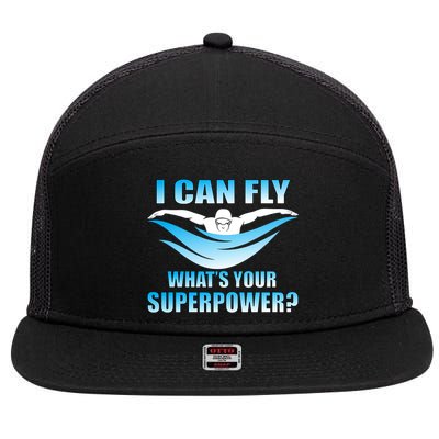 I Can Fly What's Your Superpower Swimming 7 Panel Mesh Trucker Snapback Hat