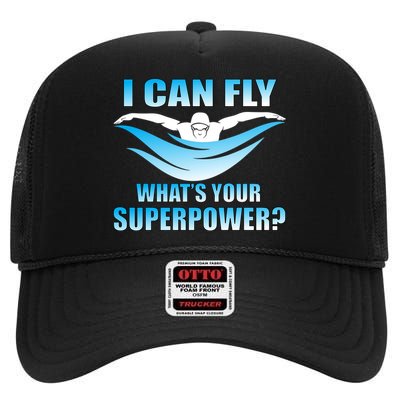 I Can Fly What's Your Superpower Swimming High Crown Mesh Back Trucker Hat