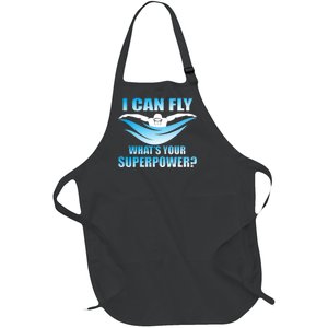 I Can Fly What's Your Superpower Swimming Full-Length Apron With Pockets