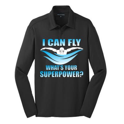 I Can Fly What's Your Superpower Swimming Silk Touch Performance Long Sleeve Polo