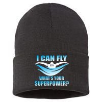 I Can Fly What's Your Superpower Swimming Sustainable Knit Beanie