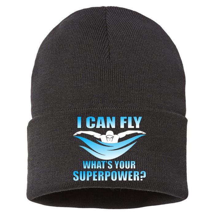 I Can Fly What's Your Superpower Swimming Sustainable Knit Beanie