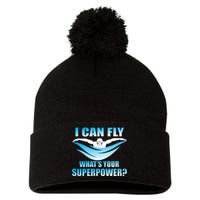 I Can Fly What's Your Superpower Swimming Pom Pom 12in Knit Beanie