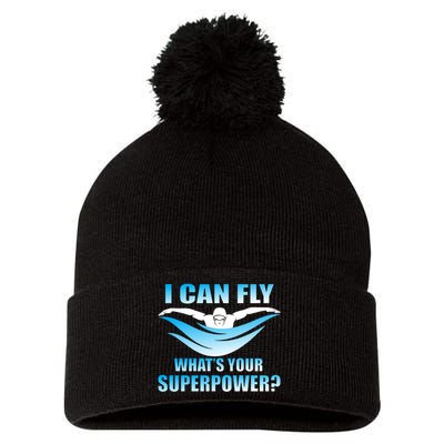 I Can Fly What's Your Superpower Swimming Pom Pom 12in Knit Beanie