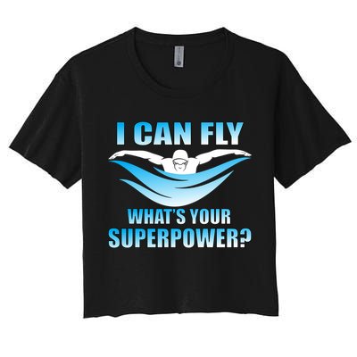 I Can Fly What's Your Superpower Swimming Crop Top
