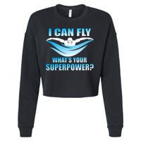 I Can Fly What's Your Superpower Swimming Cropped Pullover Crew