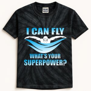 I Can Fly What's Your Superpower Swimming Kids Tie-Dye T-Shirt