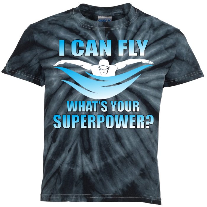 I Can Fly What's Your Superpower Swimming Kids Tie-Dye T-Shirt