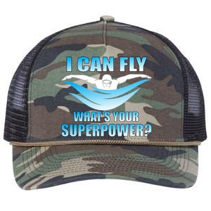 I Can Fly What's Your Superpower Swimming Retro Rope Trucker Hat Cap