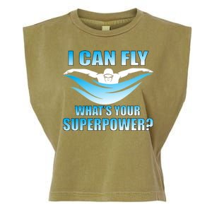 I Can Fly What's Your Superpower Swimming Garment-Dyed Women's Muscle Tee