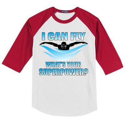 I Can Fly What's Your Superpower Swimming Kids Colorblock Raglan Jersey