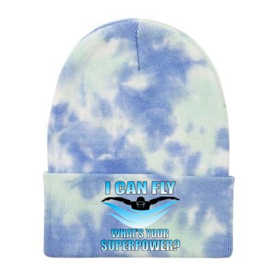 I Can Fly What's Your Superpower Swimming Tie Dye 12in Knit Beanie