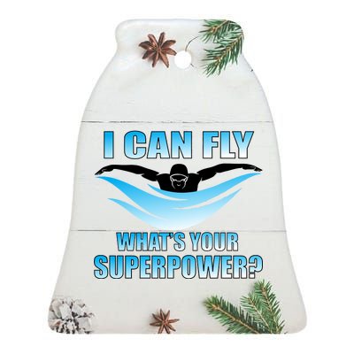 I Can Fly What's Your Superpower Swimming Ceramic Bell Ornament