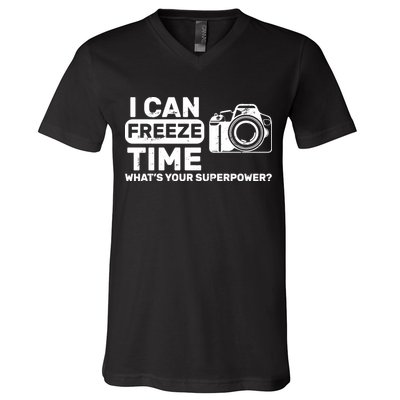 I Can Freeze Time What's Your Superpower? V-Neck T-Shirt