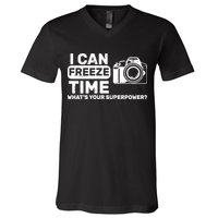 I Can Freeze Time What's Your Superpower? V-Neck T-Shirt