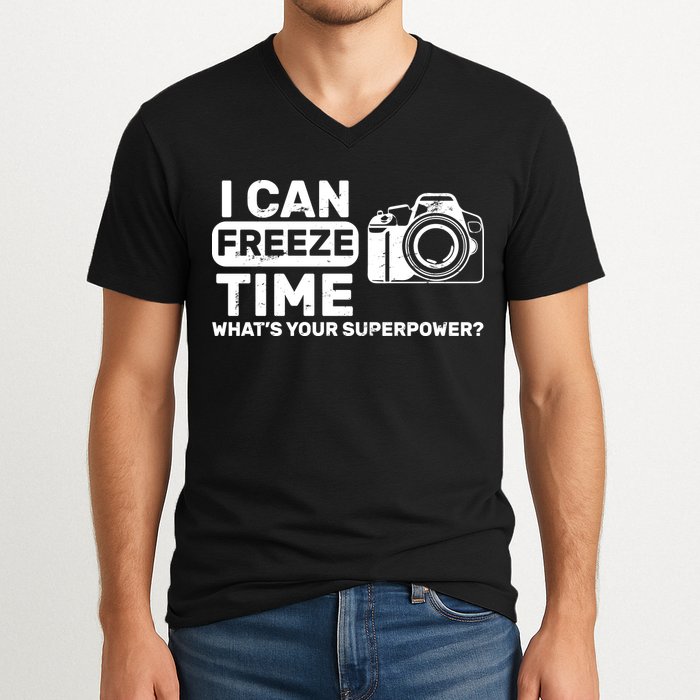 I Can Freeze Time What's Your Superpower? V-Neck T-Shirt