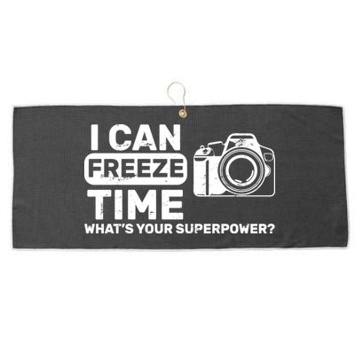 I Can Freeze Time What's Your Superpower? Large Microfiber Waffle Golf Towel