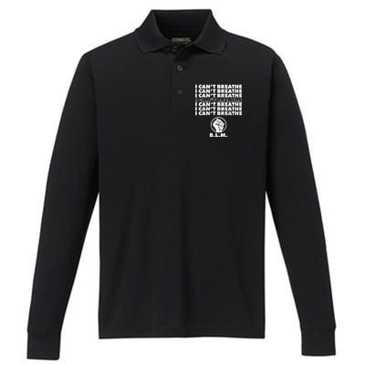 I Can't Breathe Black Lives Matter BLM Fist Performance Long Sleeve Polo