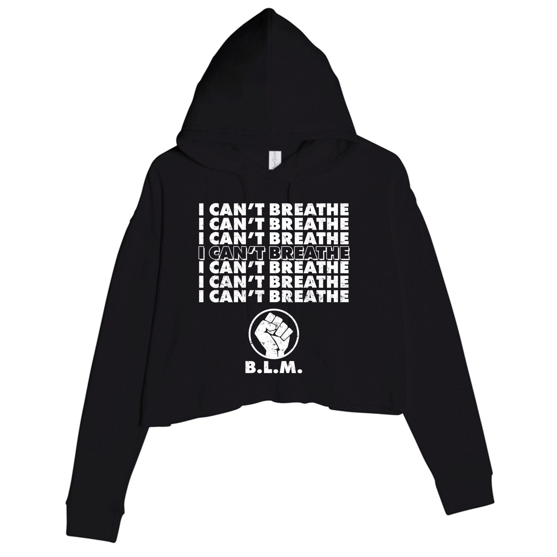 I Can't Breathe Black Lives Matter BLM Fist Crop Fleece Hoodie