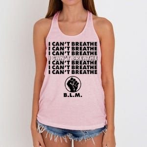 I Can't Breathe Black Lives Matter BLM Fist Women's Knotted Racerback Tank