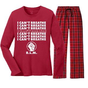 I Can't Breathe Black Lives Matter BLM Fist Women's Long Sleeve Flannel Pajama Set 