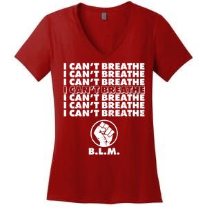 I Can't Breathe Black Lives Matter BLM Fist Women's V-Neck T-Shirt