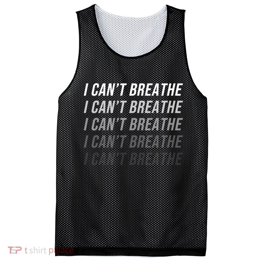 I Can't Breathe Fading Word Print Mesh Reversible Basketball Jersey Tank