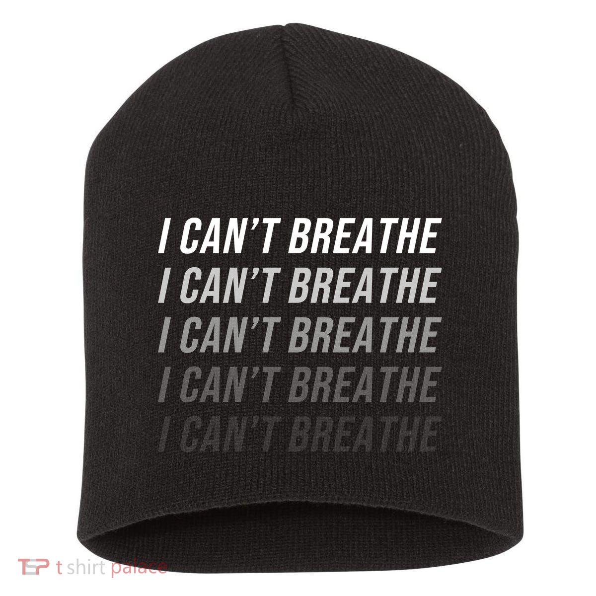 I Can't Breathe Fading Word Print Short Acrylic Beanie