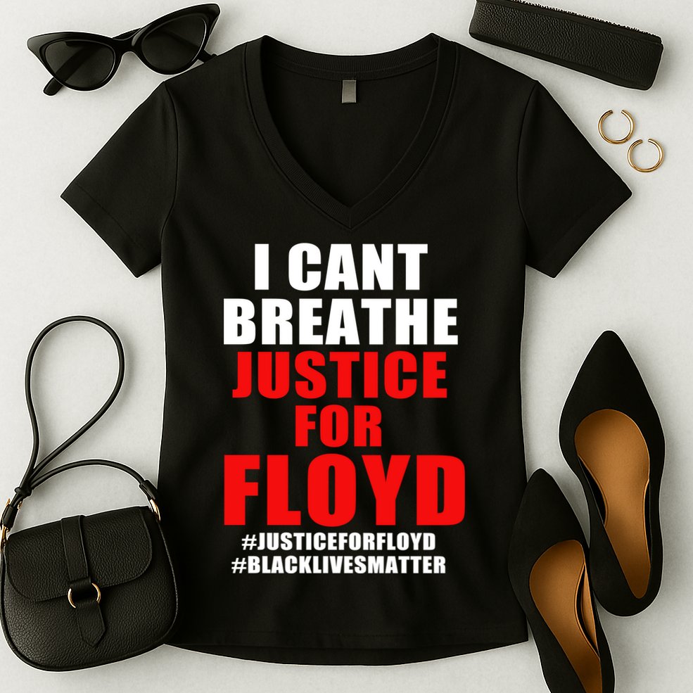 I Can't Breathe Justice For Floyd Women's V-Neck T-Shirt