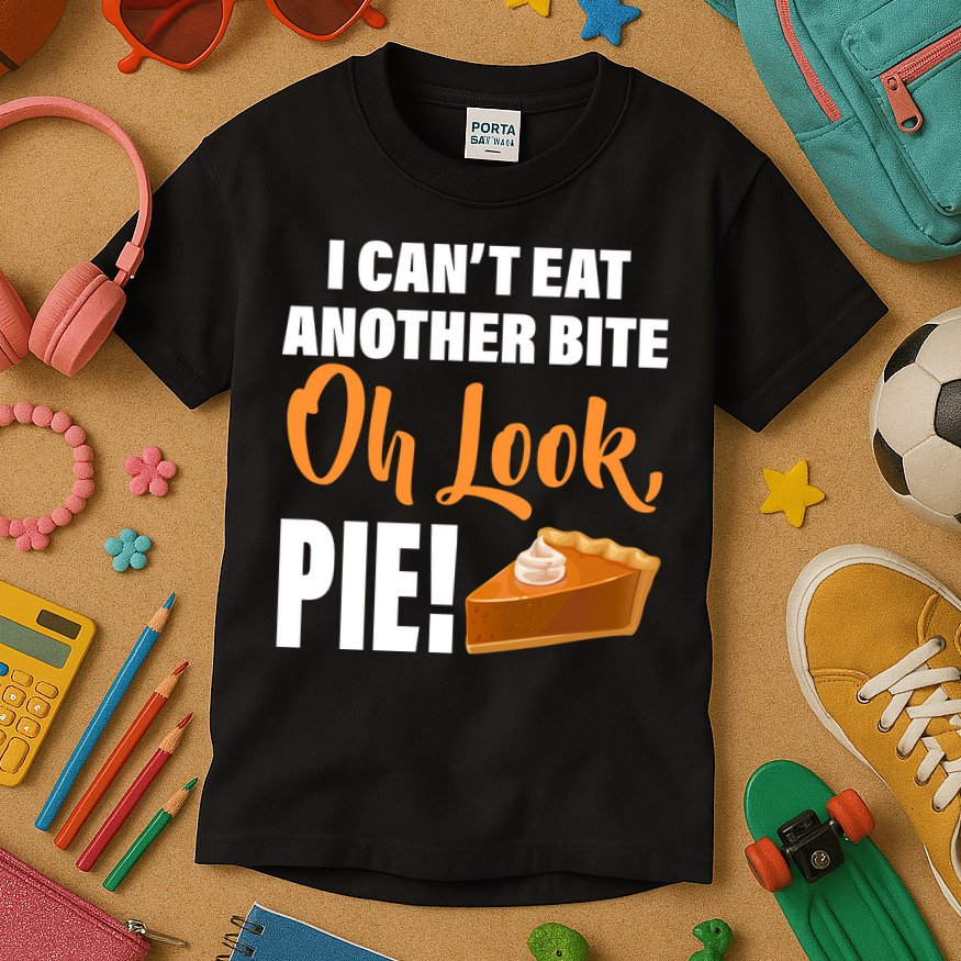 I Can't Eat Another Bite Oh Look PIE! Kids T-Shirt