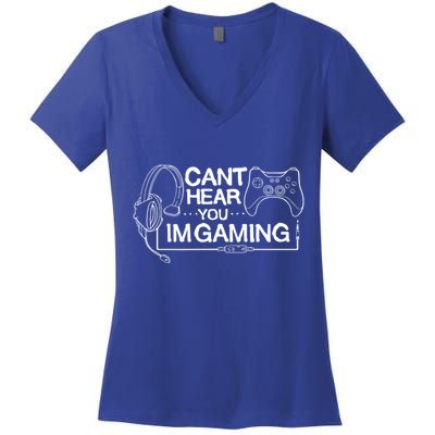 I Can't Hear You I'm Gaming Funny Gamer Women's V-Neck T-Shirt