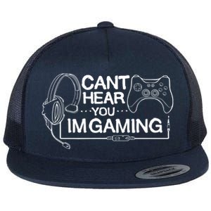 I Can't Hear You I'm Gaming Funny Gamer Flat Bill Trucker Hat