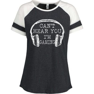 I Can't Hear You I'm Gaming Headphones Gamer Enza Ladies Jersey Colorblock Tee