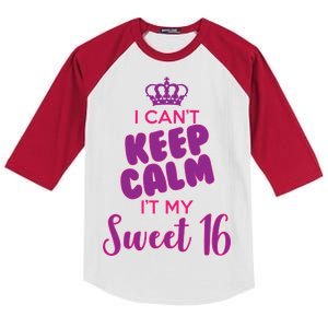 I Can't Keep Calm It's MY Sweet  16 Kids Colorblock Raglan Jersey