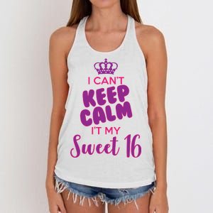 I Can't Keep Calm It's MY Sweet  16 Women's Knotted Racerback Tank