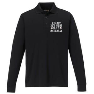 I Can't My Son Has Baseball Performance Long Sleeve Polo