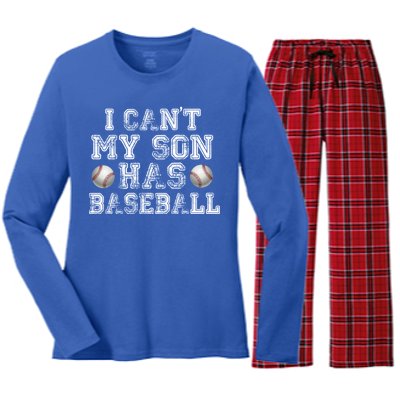 I Can't My Son Has Baseball Women's Long Sleeve Flannel Pajama Set 