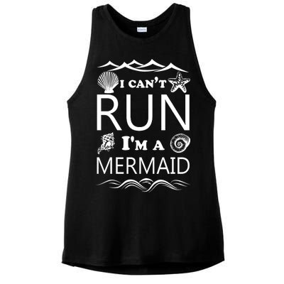 I Can't Run I'm A Mermaid Ladies PosiCharge Tri-Blend Wicking Tank