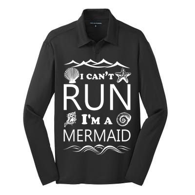 I Can't Run I'm A Mermaid Silk Touch Performance Long Sleeve Polo