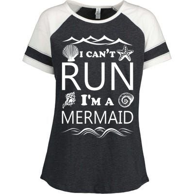 I Can't Run I'm A Mermaid Enza Ladies Jersey Colorblock Tee