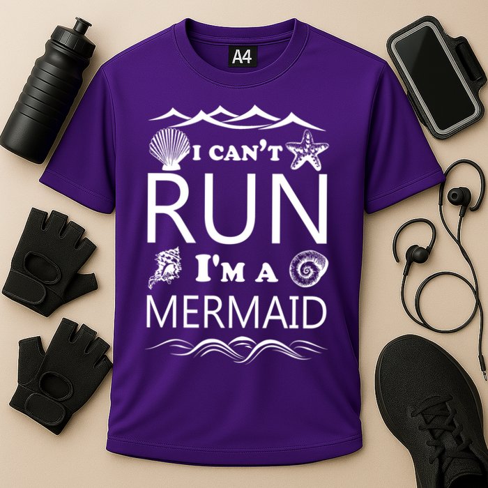 I Can't Run I'm A Mermaid Cooling Performance Crew T-Shirt