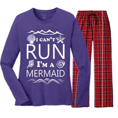 I Can't Run I'm A Mermaid Women's Long Sleeve Flannel Pajama Set 