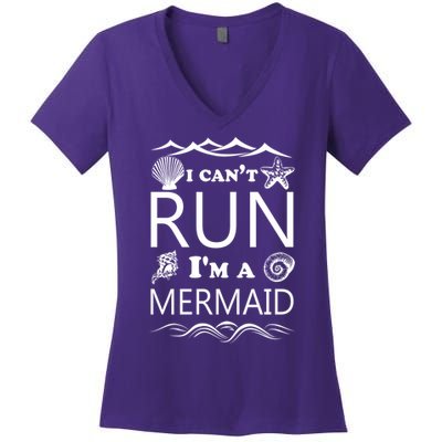 I Can't Run I'm A Mermaid Women's V-Neck T-Shirt