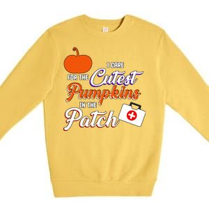 I Care For the Cutest Pumpkins In The Patch Halloween Nurse Premium Crewneck Sweatshirt