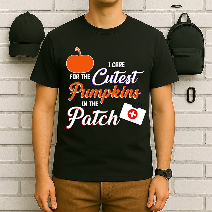 I Care For the Cutest Pumpkins In The Patch Halloween Nurse T-Shirt